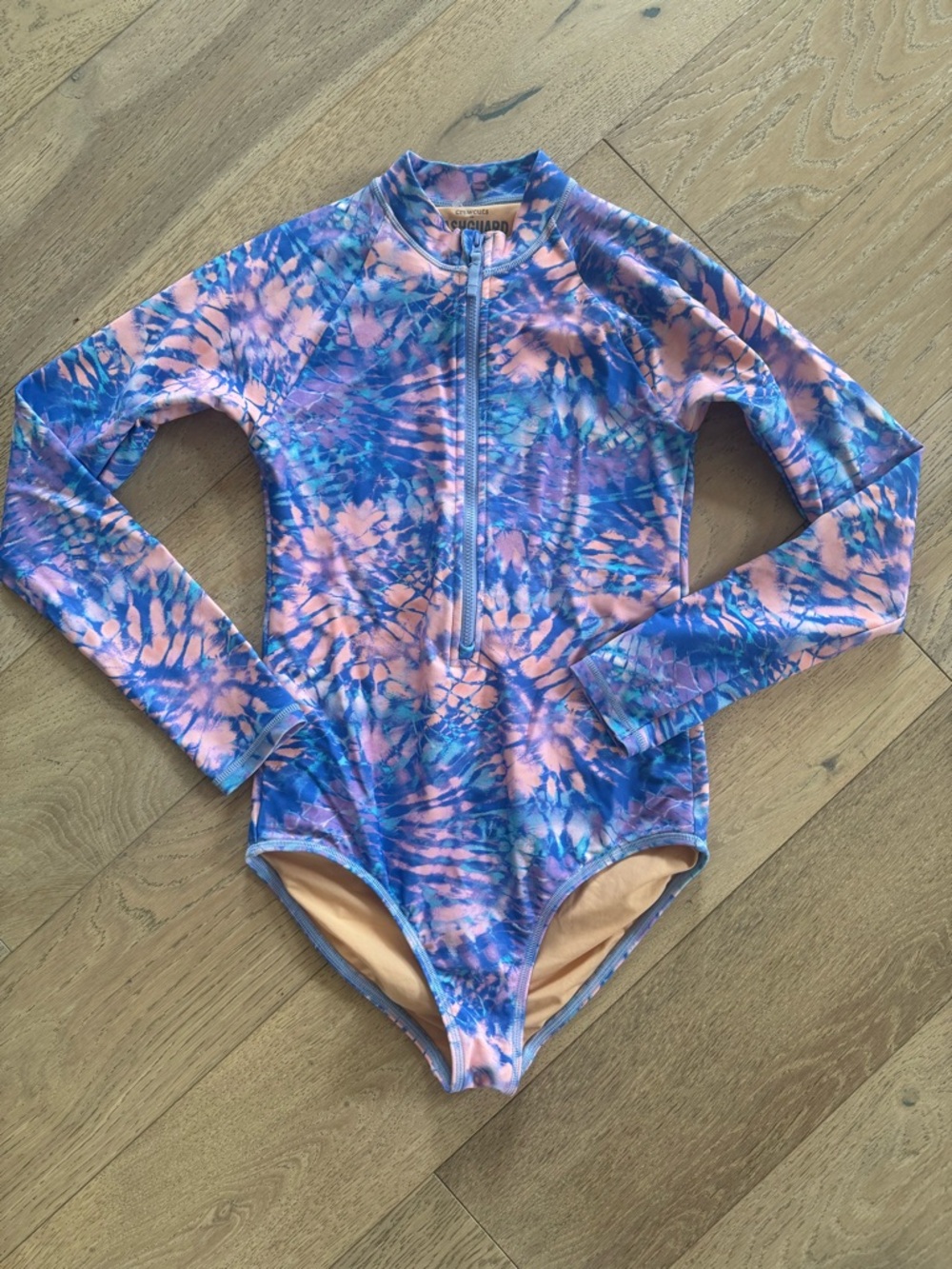 Crewcuts Tie-Dye Long Sleeve One-Piece Swimsuit - Pink & Blue